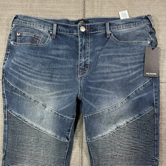 True Religion Men's Rocco Moto Relaxed Skinny Jeans Size 38W NEW DENIM - Picture 6 of 11